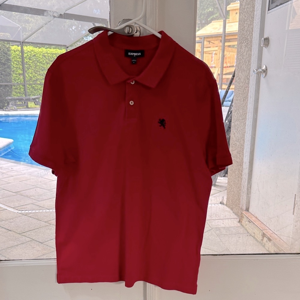 Express Men's Bold Red Polo Shirt